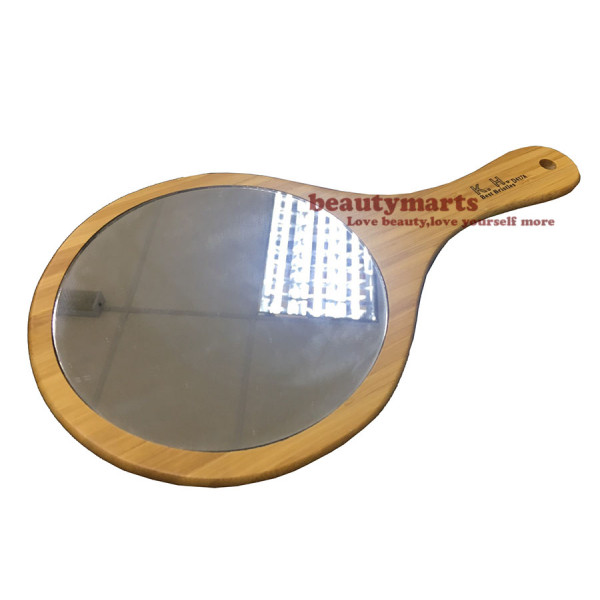 Wooden Hand Round Mirror #D417A